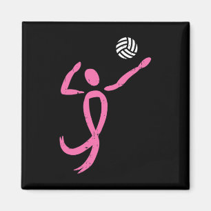 Volleyball Rosa Ribbon Breast Cancer Awareness Spo Magnet