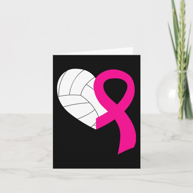 Volleyball Rosa Ribbon Coola Breast Cancer Awarene Kort (Framsida)