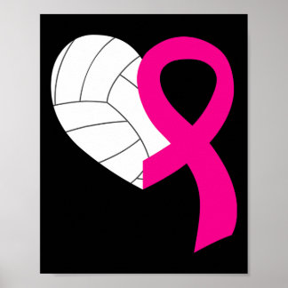 Volleyball Rosa Ribbon Coola Breast Cancer Awarene Poster