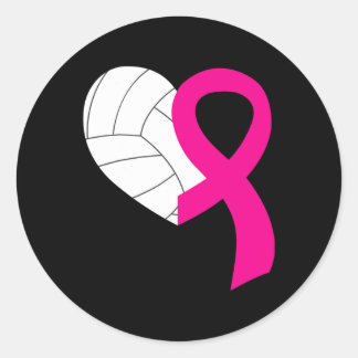 Volleyball Rosa Ribbon Coola Breast Cancer Awarene Runt Klistermärke