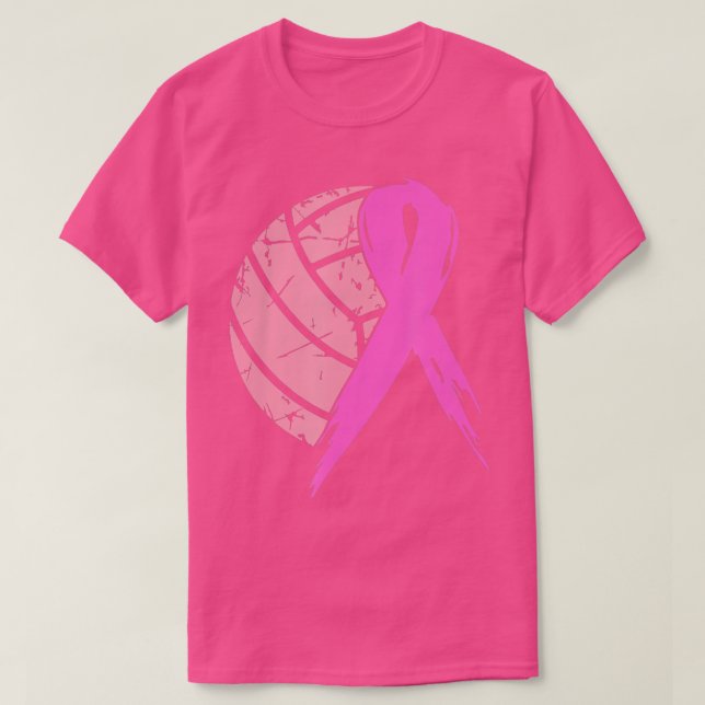 Volleyball Rosa Ribbon Coola Breast Cancer Awarene T Shirt (Design framsida)