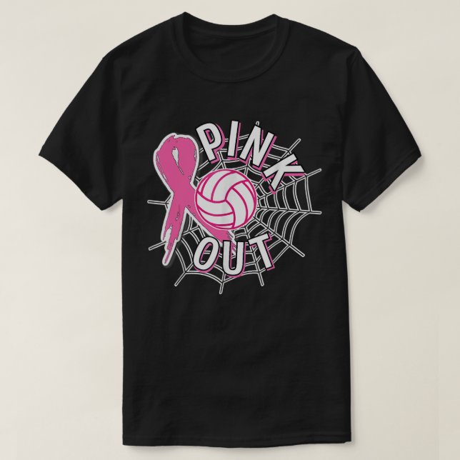 Volleyball Rosa ut Rosa Ribbon Bröstcancer T Shirt (Design framsida)