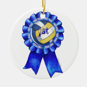 Volleyball Rosett band 1:a Julgransprydnad Keramik