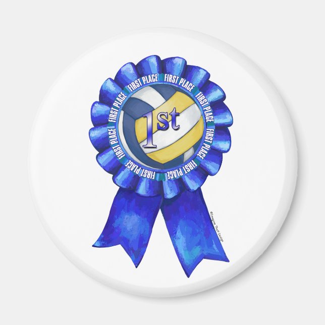 Volleyball Rosett band 1:a Magnet (Framsidan)
