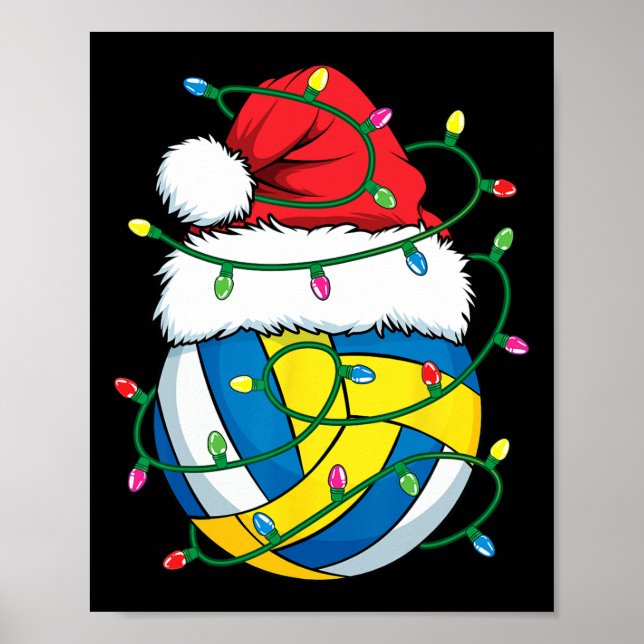 Volleyball Santa Hat Boys Girls Julafton Lig Poster (Framsidan)