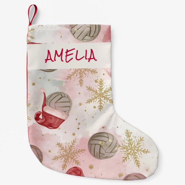 Volleyball Santa Hat Name Christmas   Liten Julstrumpa (Framsidan)