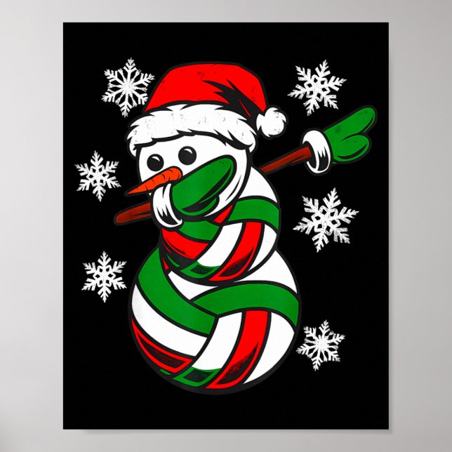 Volleyball Santa Hat Snowman Xmas Funny Volleyball Poster (Framsidan)