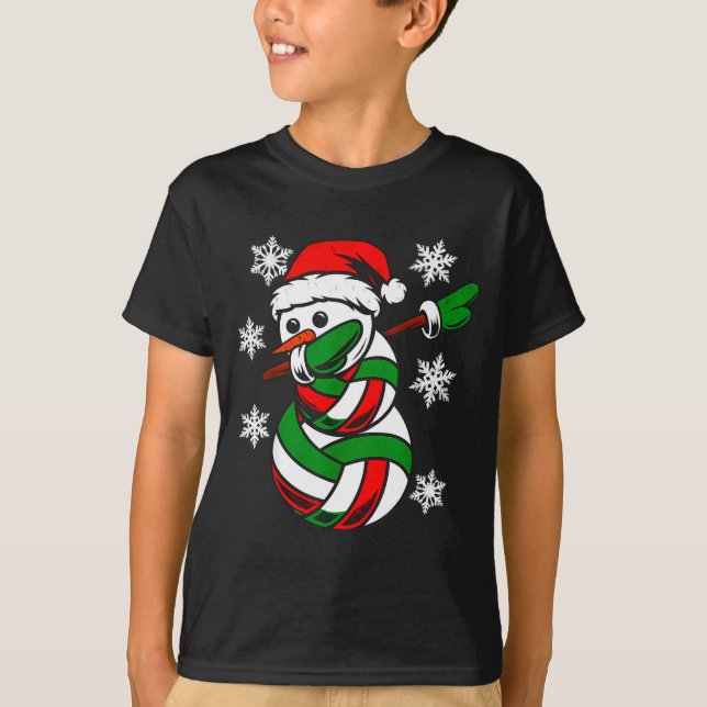 Volleyball Santa Hat Snowman Xmas Funny Volleyball T Shirt (Framsida)