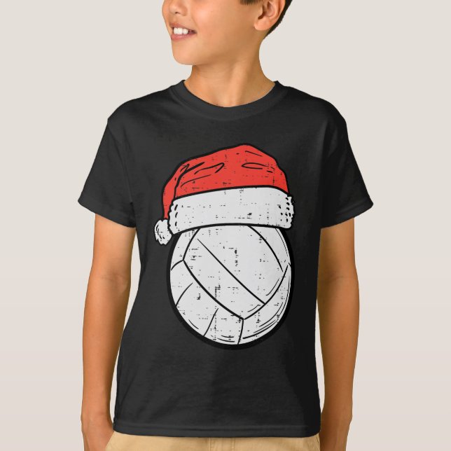 Volleyball Santa Hat Sports jul Julafton T Shirt (Framsida)