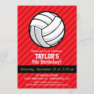 Volleyball; Scarlet Red Rand Inbjudningar