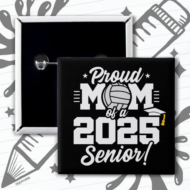Volleyball Senior Class 2025 Studenten Proud Mamma Knapp (Skapare uppladdad)