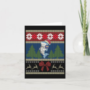 Volleyball Shark Ugly Sweater jul Ljus San Kort