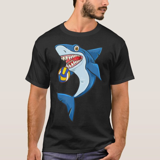 Volleyball Sharks Kärlek Djur älskare Funny T Shirt (Framsida)