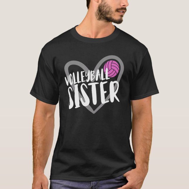 Volleyball Sister Heart T Shirt (Framsida)
