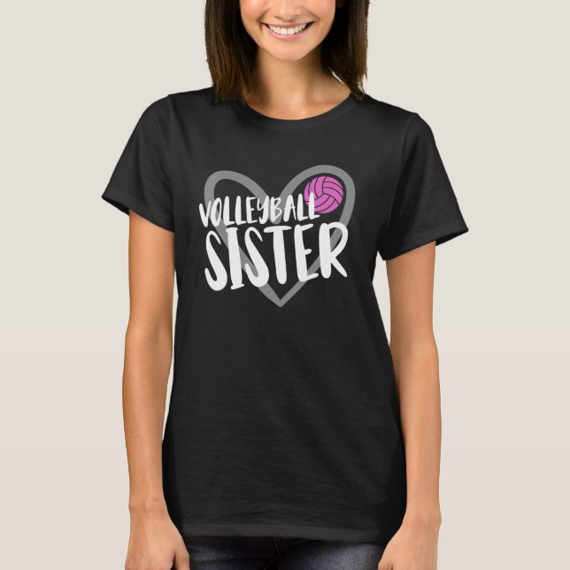Volleyball Sister Heart T Shirt (Framsida)
