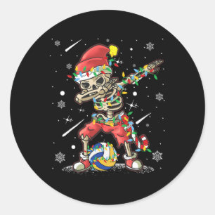 Volleyball Skeleton jul Santa Hat Volleyball Runt Klistermärke