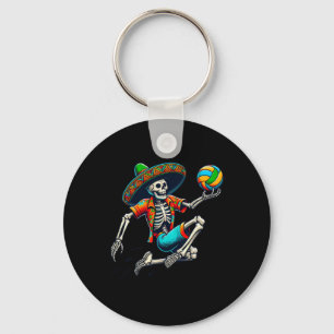 Volleyball Skeleton Mexican Sombrero Cinco De Mayo Nyckelring