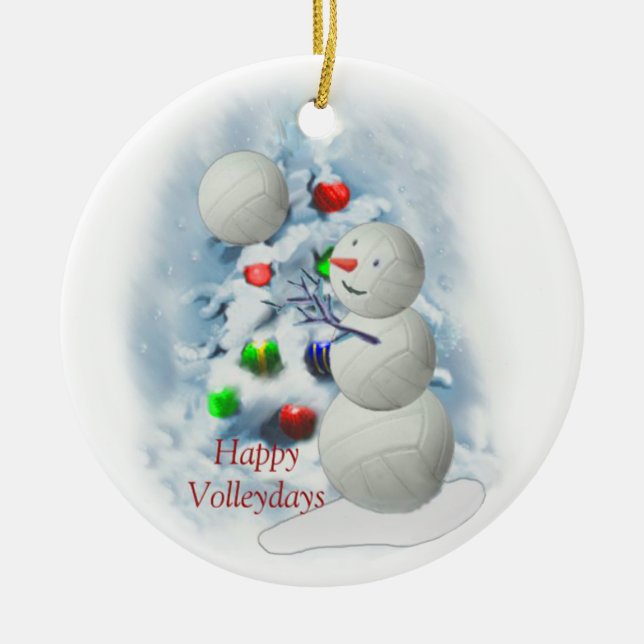 Volleyball Snögubbe jul Ceramic Ornamic Julgransprydnad Keramik (Framsidan)