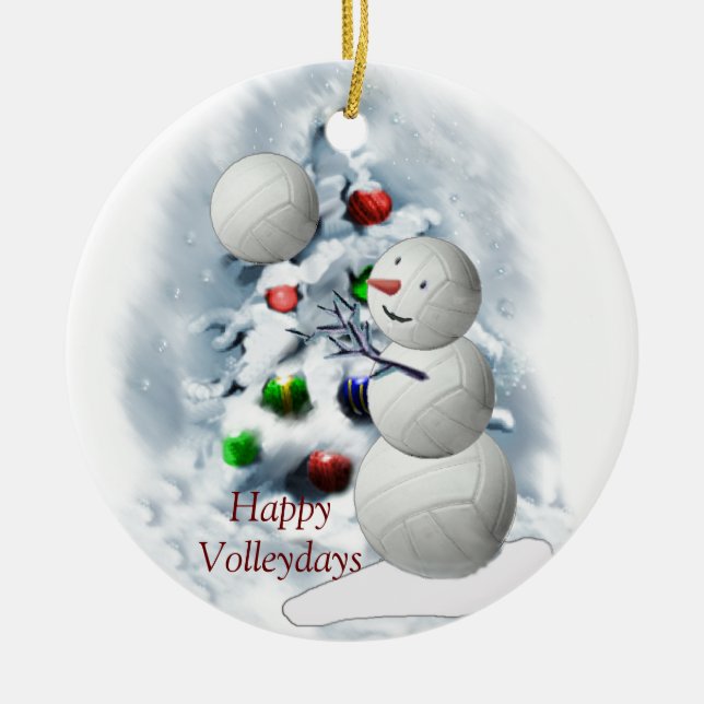 Volleyball Snögubbe jul Julgransprydnad Keramik (Framsidan)