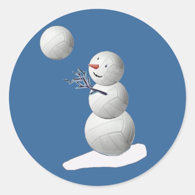 Volleyball Snögubbe Runt Klistermärke (Framsida)