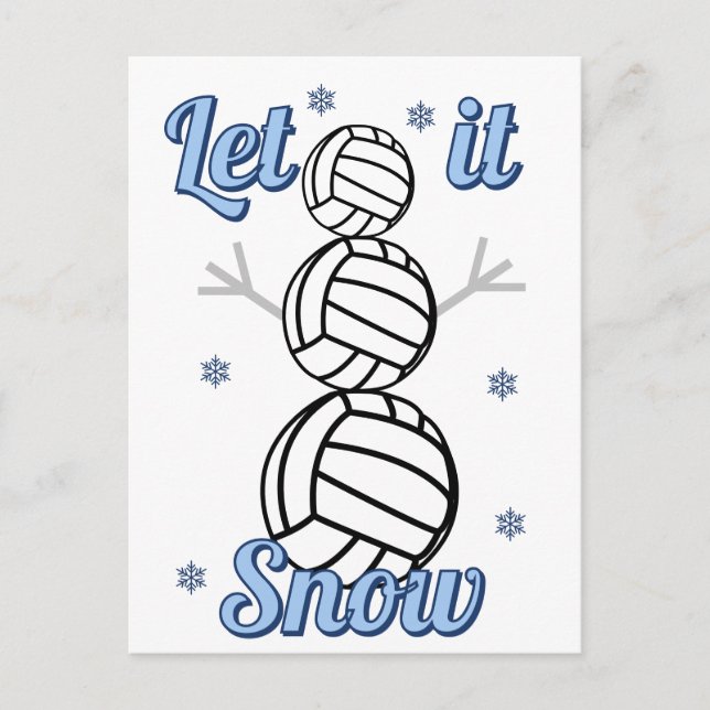 Volleyball Snowman Let It Snow Postcard Helg Vykort (Framsida)