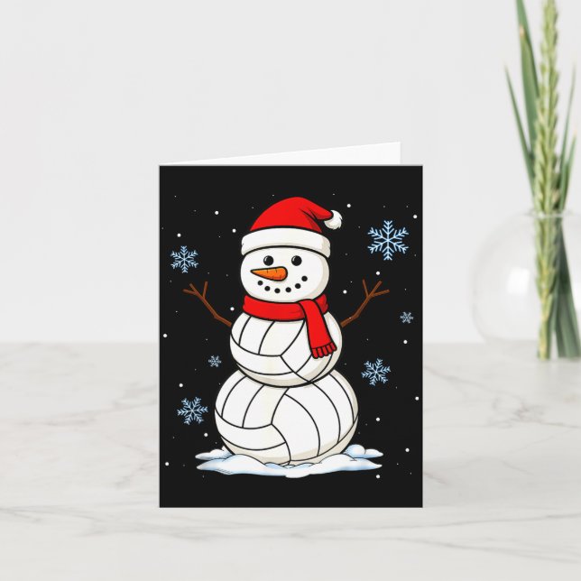 Volleyball Snowman Merry Christmas Funny Srts Xmas Kort (Framsida)