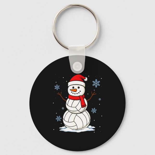 Volleyball Snowman Merry Christmas Funny Srts Xmas Nyckelring (Framsida)