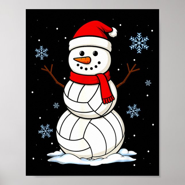 Volleyball Snowman Merry Christmas Funny Srts Xmas Poster (Framsidan)