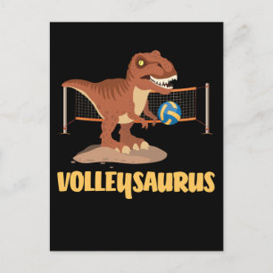 Volleyball spelar Trex Funny Dino Sport Vykort