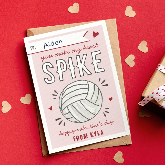 Volleyball Spike Classroom Valentines day Card Inbjudningar (Skapare uppladdad)