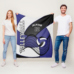 Volleyball 🏐 Sport i Mörk blått, vit och svart Fleecefilt