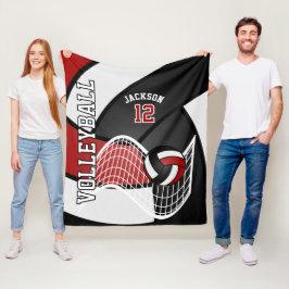 Volleyball 🏐 Sport i Mörk Red, White & Black Fleecefilt
