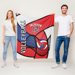 Volleyball 🏐 Sport i rött, vitt och blått Fleecefilt
