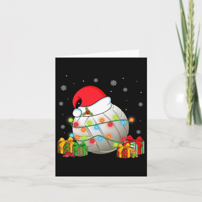 Volleyball Sports jultomten Hat Julafton Ljus Kort (Framsida)