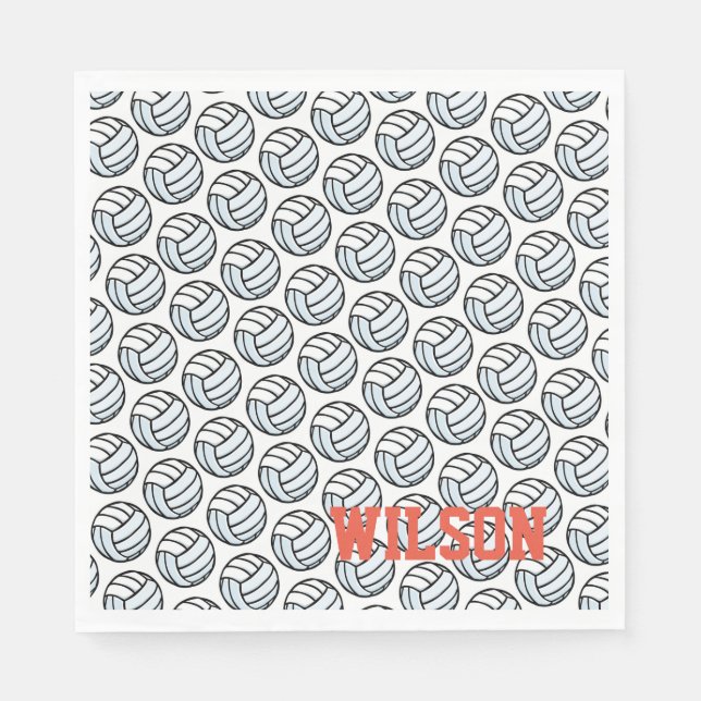 Volleyball Sports Party Namn Team Färg Roligt Pappersservett (Framsidan)