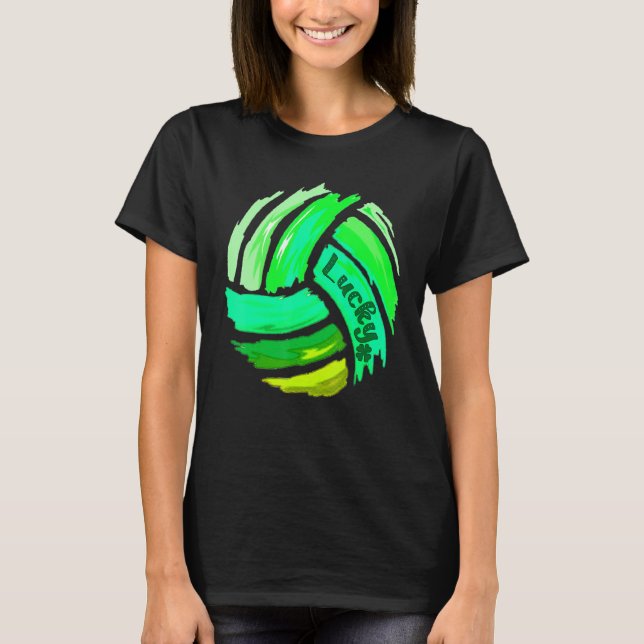 Volleyball St. Patrick's Day Lucky Irish T Shirt (Framsida)