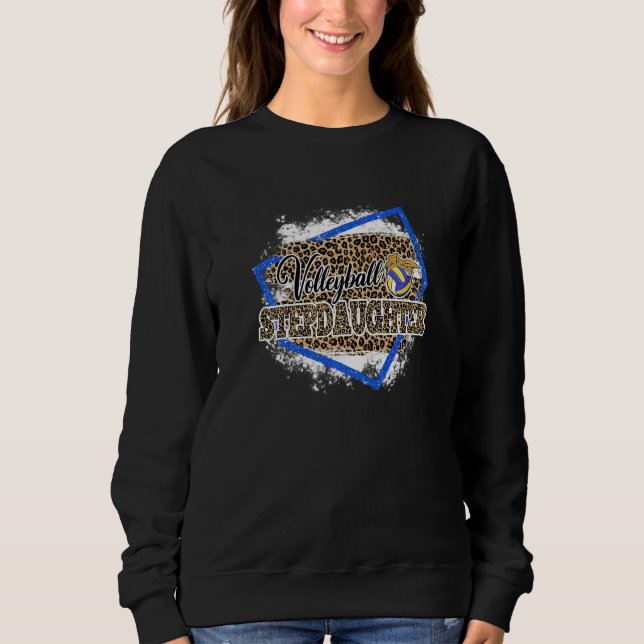 Volleyball Stepdaughter Leopard Bleached Family Ma T Shirt (Framsida)