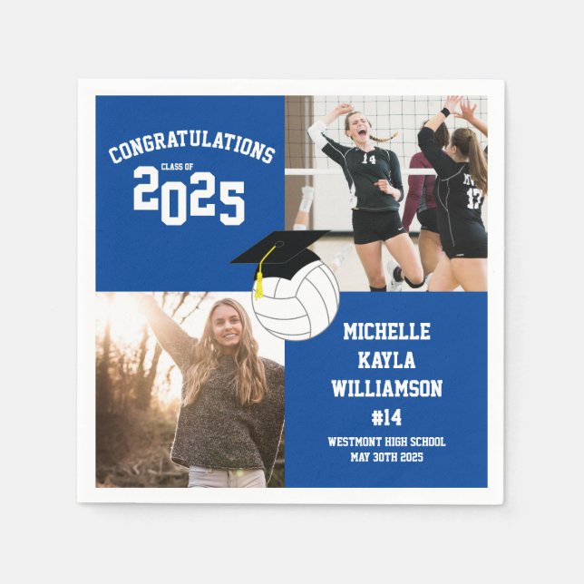 Volleyball Studenten Sports Blue Pappersservett (Framsidan)