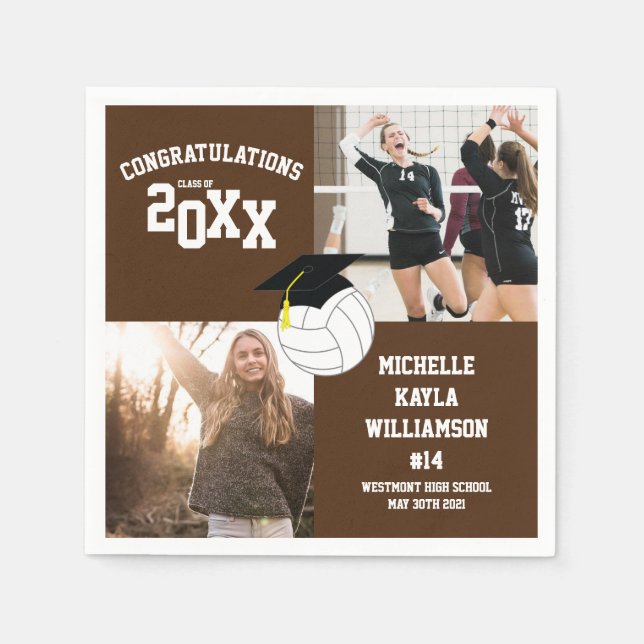 Volleyball Studenten Sports Brown Pappersservett (Framsidan)