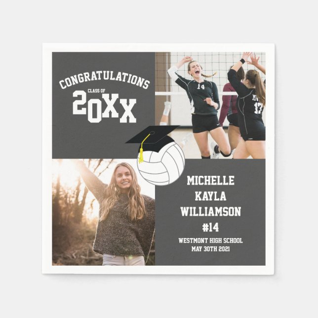 Volleyball Studenten Sports Grått Pappersservett (Framsidan)