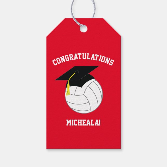 Volleyball Studenten Sports Red Presentetikett (Framsidan)
