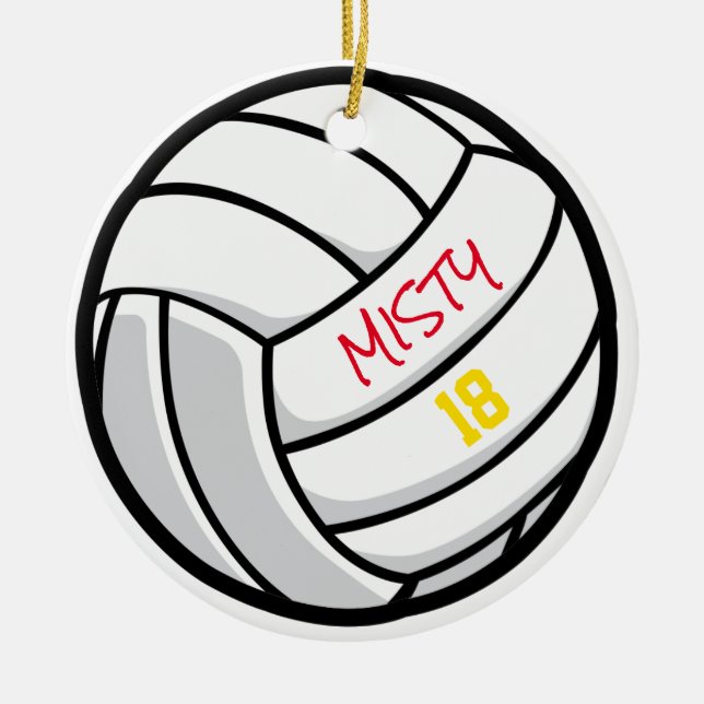 Volleyball Team Anpassningsbar Player - nummer år Julgransprydnad Keramik (Framsidan)