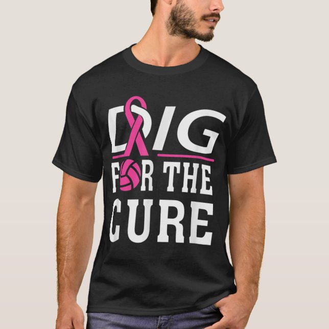Volleyball Team Breast Cancer Awareness T Shirt (Framsida)