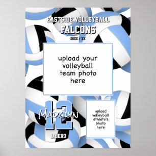 volleyball team färg med foton ljusblå svart poster