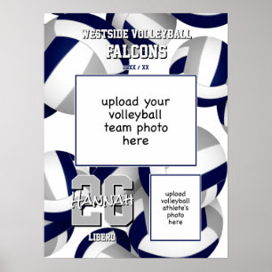 volleyball team färg med foton marinblått grått poster