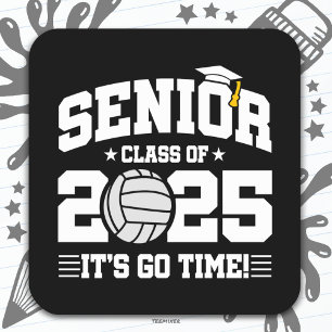 Volleyball Team klass 2025 Studenten Senior 2025 Fyrkantigt Klistermärke