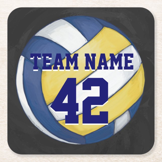 Volleyball Team Namn och nummer Underlägg Papper Kvadrat (Framsidan)