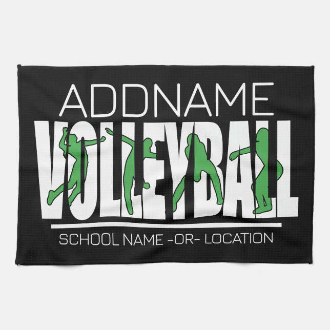 Volleyball Team Player ADD NAMN School Top Idrotts Kökshandduk (Horisontell)