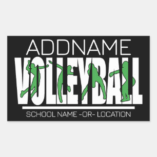 Volleyball Team Player ADD NAMN School Top Idrotts Rektangulärt Klistermärke