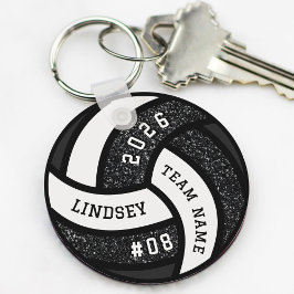Volleyball Team Player Black Glitter Nyckelring